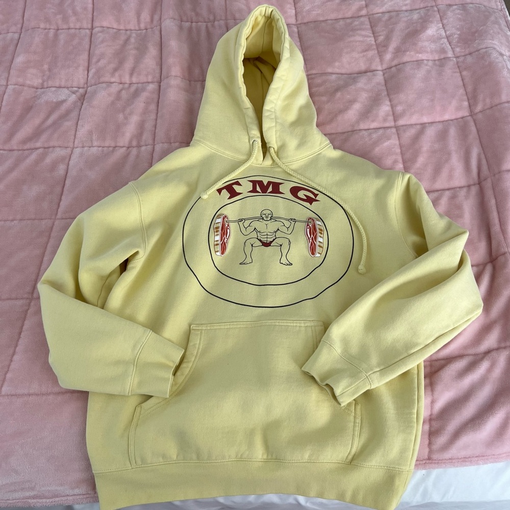 Tiny Meat Gang (Cody Ko/Noel Miller) bright yellow hoodie. Size Medium.